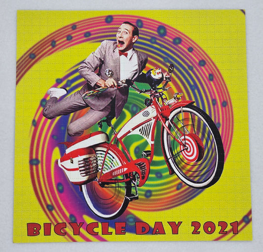 Pee-wee Herman Bicycle Day 2021 by Jess Dunmyer Blotter Art